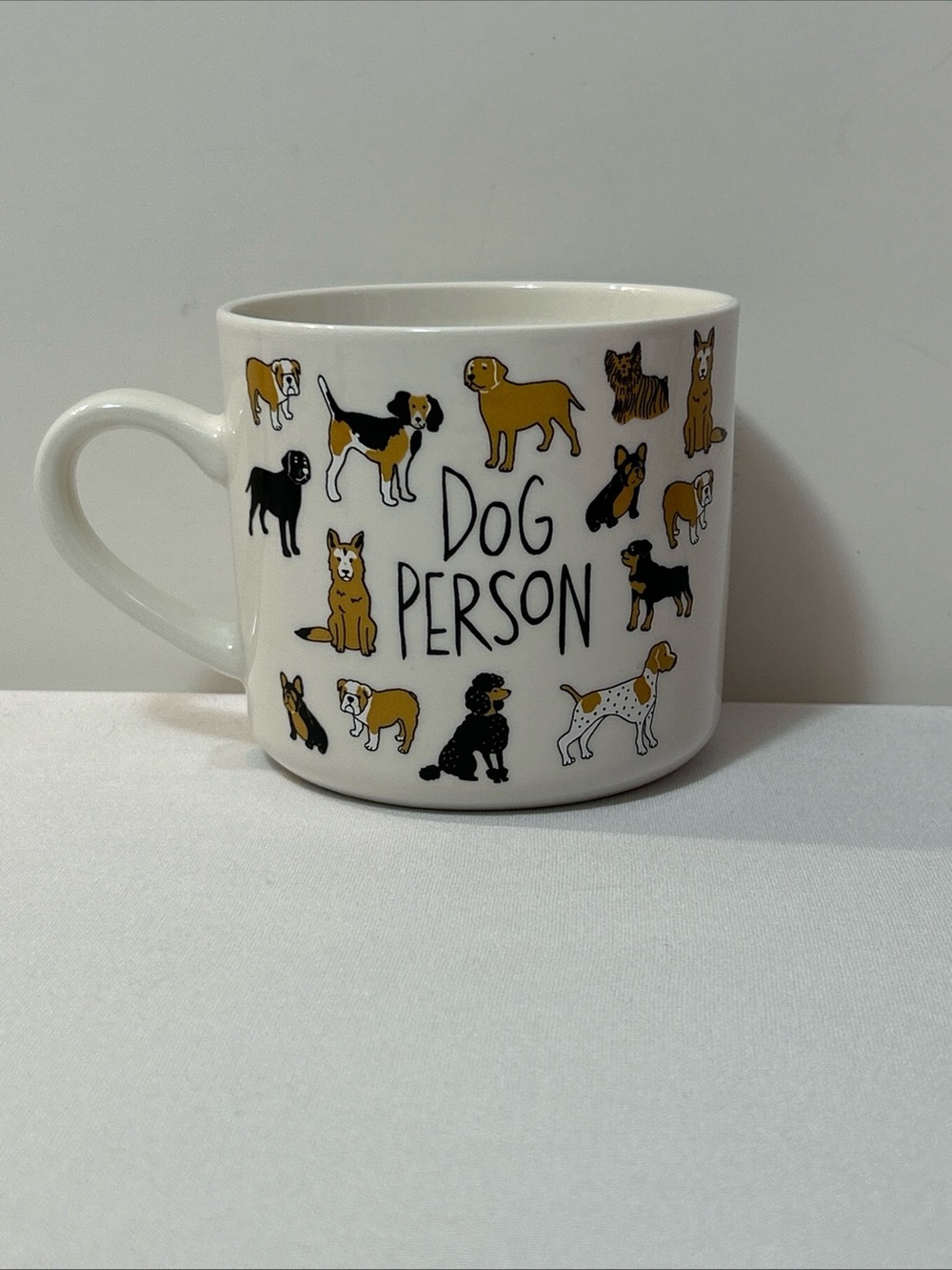 Opalhouse White Dog Person Mug with Black and Brown Dog Illustrations